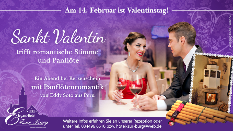 Sankt Valentin trifft romantische Stimme und Panflöte - Ein Abend bei Kerzenschein mit Panflötenromantik von Eddy Soto aus Peru