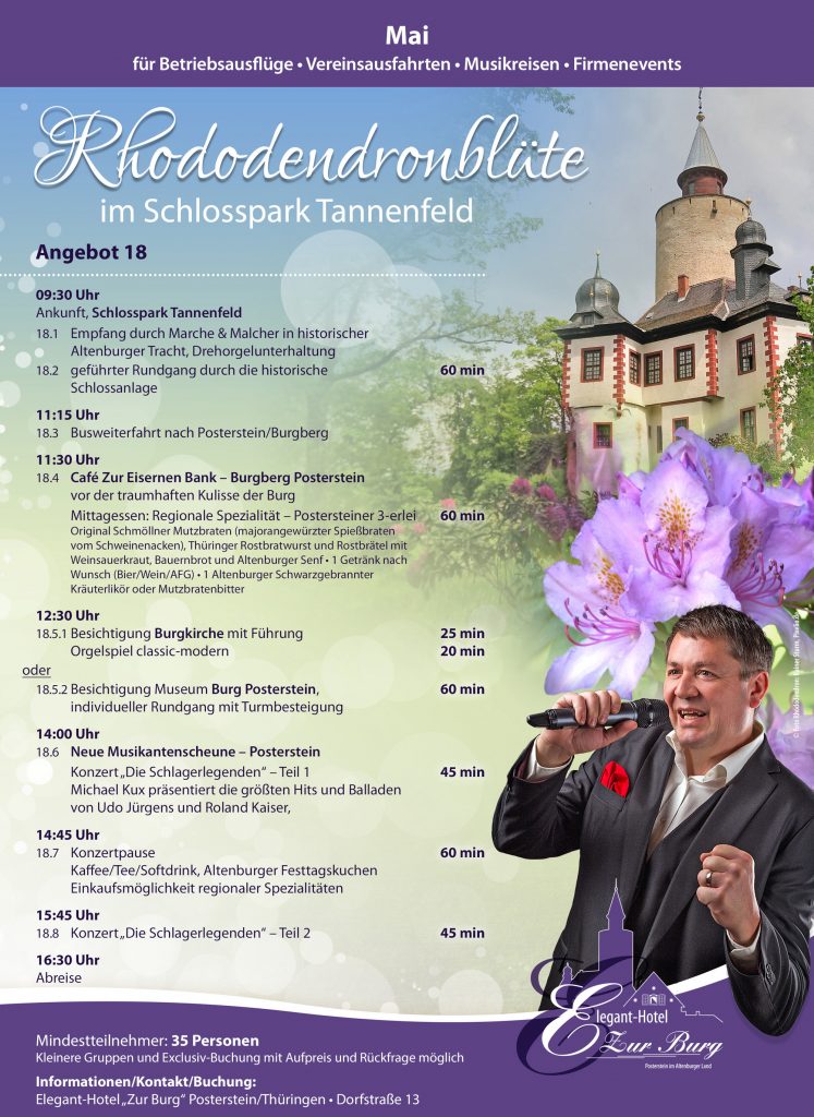 Angebot Hotel zur Burg - Rhododendronblüte im Schlosspark Tannenfeld